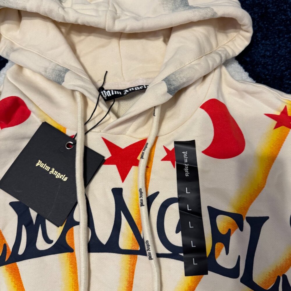 Palm Angels Sunrise Cream Hoodie Mens Large - Picture 2 of 3
